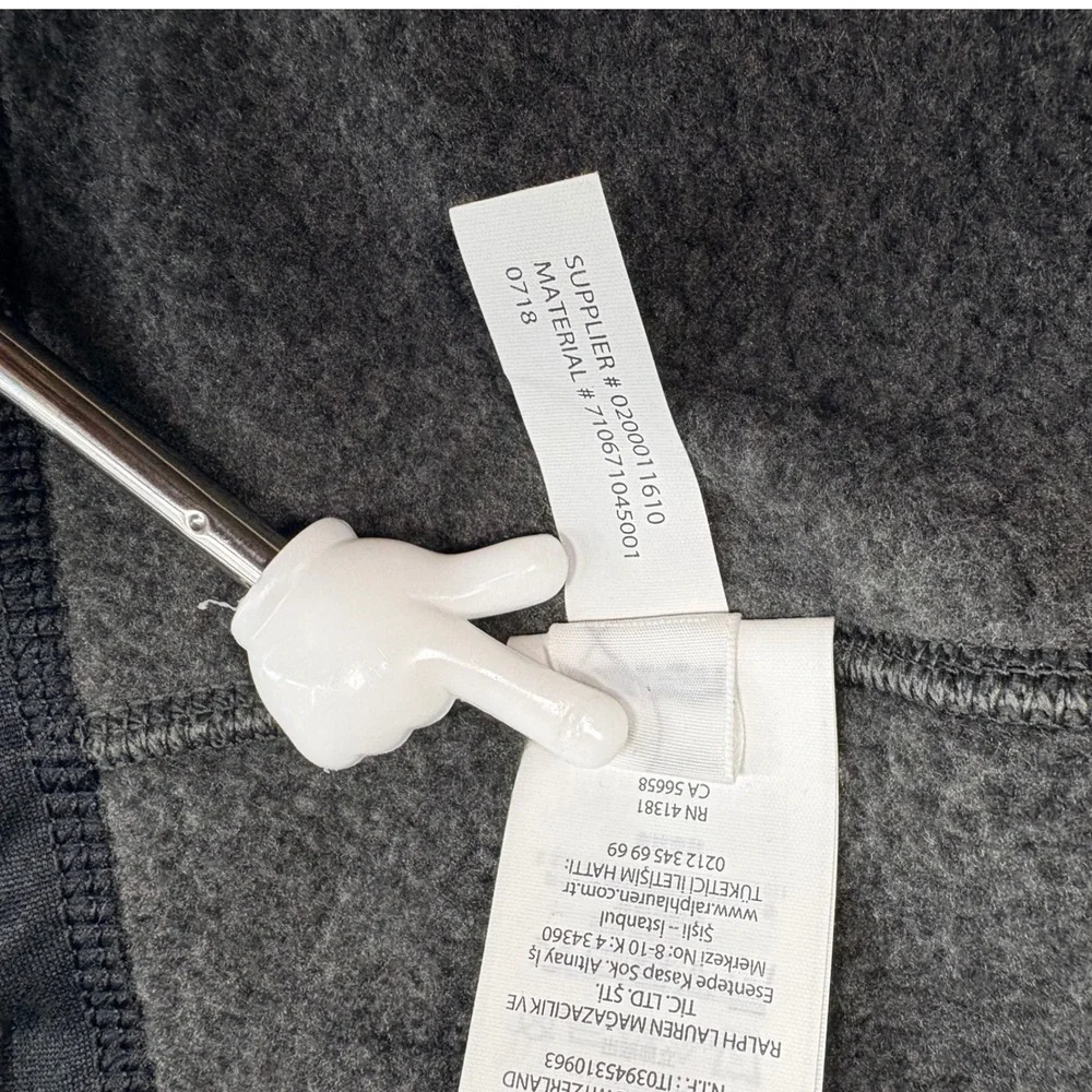 Polo Ralph Lauren‎ Vest XXL Men Performance Fleece Zip Up Gray Black Pony Preppy